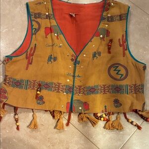 Vintage. Colorful Southwestern Vest with Tassels